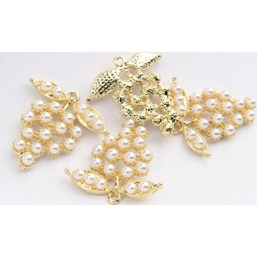 Zinc Alloy Imitation Pearls Fruit Grape Charms Pendant 26mm 6pcs/lot For DIY Jewelry Making Finding Accessories
