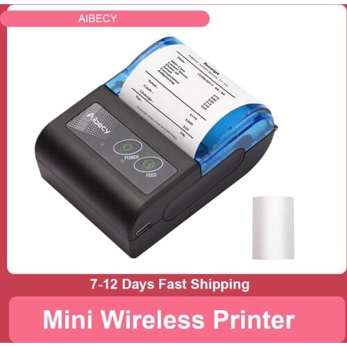Portable Mini Thermal Printer 2 inch Wireless USB Receipt Bill Ticket Printer Add 58mm Paper Compatible with iOS Android Windows