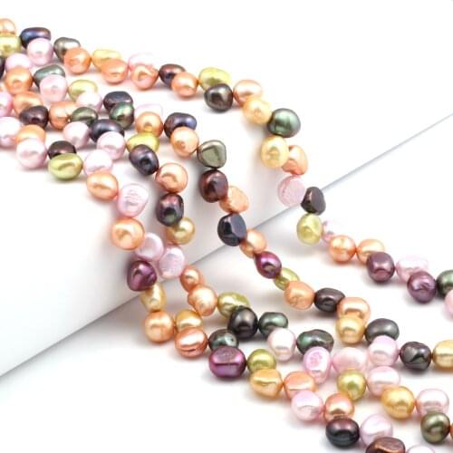 Rainbow Freshwater Slant Hole Pearl Loose Beads 36 Cm For DIY Bracelet Earring Necklace Sewing Craft Jewelry Accessory