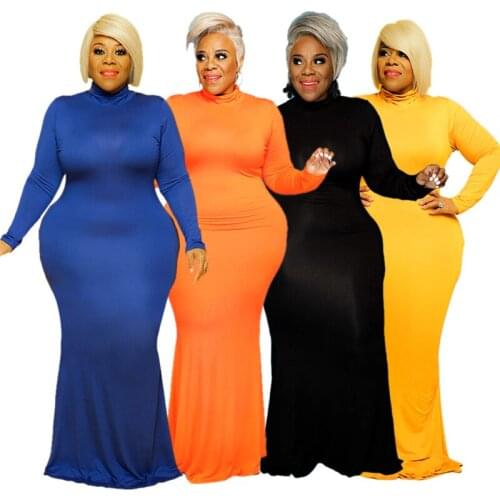 Plus Size Dresses for Women Birthday Turtleneck Maxi Long Sleeve High Waist Elegant Vintage Dress Bulky Items Wholesale Lots
