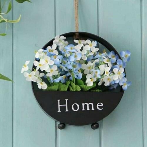 Retro Iron Wall Hanging Basket Plant Flower Pot for Home Balcony Yard Decorative Shelves