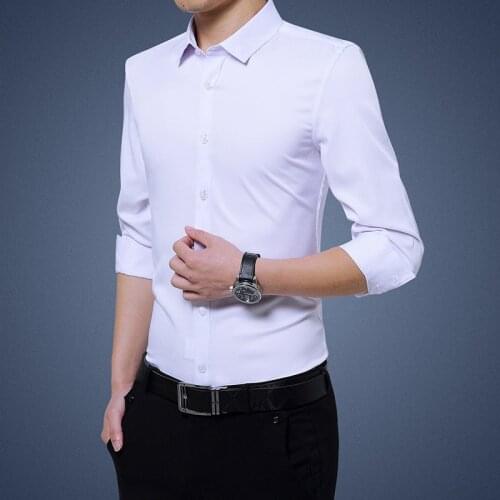 Shirt Men Long Sleeves Solid Color Fashion Pointed Collar Youth Business Casual Self-cultivation Hot Sale Free Shipping