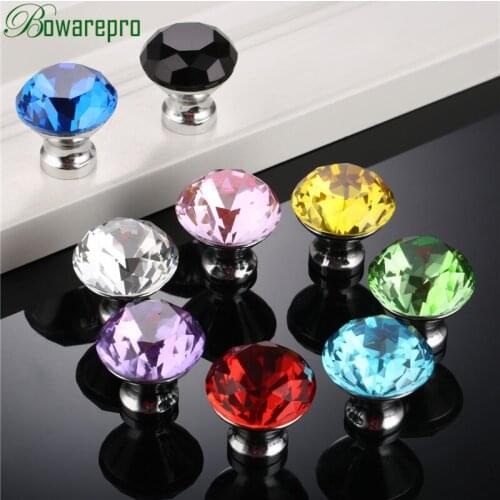 Bowarepro 30MM Kitchen Handles Crystal Diamond Glass Knob Cupboard Pulls Drawer Knobs Kitchen Cabinet Handles Furniture Hardware