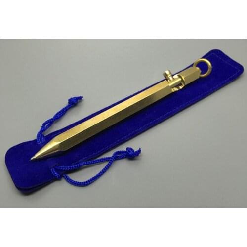 5 pcs Handmade Gun Bolt Brass Pen Solid Portable Pocket Metal Ballpoint Pen Tactical Pen Self Defense EDC Outdoor