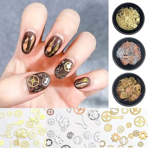 Gear Nail Art Decoration Metal Patch DIY Nail Tools Resin Glue Mold Filler Golden Decoration Jewelry Making Accessories