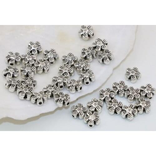 Tibet silver-color spacers accessories beads 100pcs 6mm wholesale price flowers shape antique high quality diy jewelry B2542