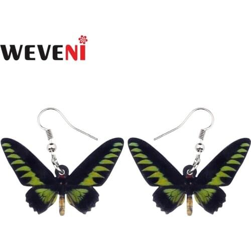 WEVENI Acrylic Unique Trogonoptera Brookiana Butterfly Earrings Hot Trendy Animal Jewelry For Women Girls Gift Dropship Charms