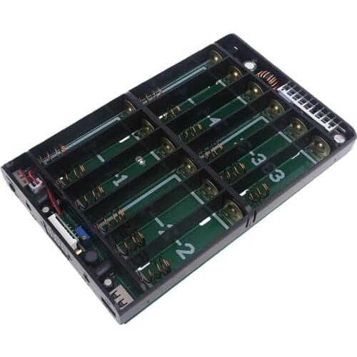 USB 5.5x2.1mm 12V-24V Adjustable Output 12x 18650 Batteries DIY Power Bank Box for Laptop Mobile Phone Router Tablet LED E56B