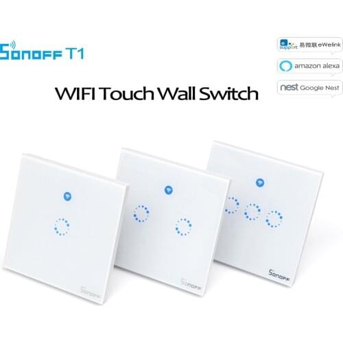 Sonoff T1 Wifi Light Switch UK Panel 1 2 3 Gang Wireless Smart Home RF/APP/Touch Control Wall Light Switch,Work With Alexa /Nest