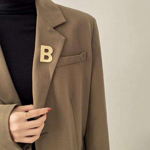 Flashbuy New Design Gold Silver Color Letter B Brooch for Women Vintage Minimalist Fashion Jewelry 2021