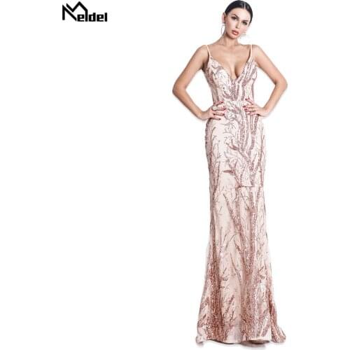 Sexy Perfect Gold Long Evening Dress Elegant Sleeveless with Sequins Mermaid Formal Prom Dress Robe De Soiree