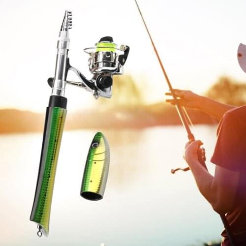 1.4m Portable Mini Ice Fishing Rod Fish Shape Telescopic Fishing Rod Set Spinning Reel Carp Fishing Pole For Boats Dams Fishing