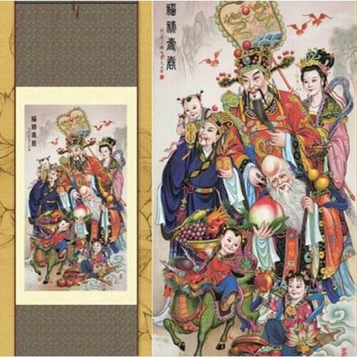 1pc Home Decoration Chinese silk scroll painting Ink painting Decoration S156