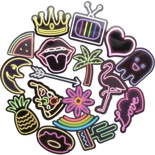 10 Sets = 210PCS Neon Colorful Cartoon Stickers Suitcase Mobile Phone Computer PVC Stickers