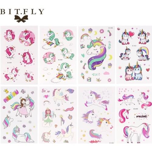 10Pcs Unicorn Tattoo Sticker Kids Birthday Party Decorations Wedding Unicorn Stickers Temporary Tattoos Unicorn Party Supplies