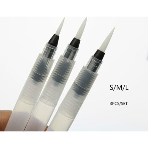3pcs/Lot Refillable Water Brush Ink Pen for Water Color Calligraphy Drawing Painting Illustration Pen Office Stationery