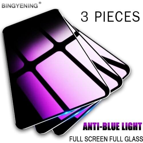 3pcs Anti Blue Purple Light Tempered Glass For Huawei P Smart 2019/Nova 5T/Honor 8X/9X/Y9S/Y9 Prime 2019 Screen Protector Glass