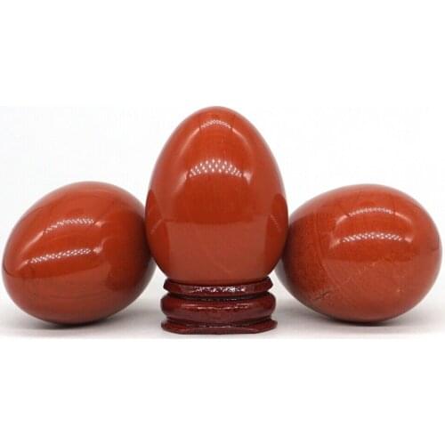 35x49MM Natural Gemstone Red Jasper Crystal Reiki Healing Stone Egg Craft Home Decor(1pcs)