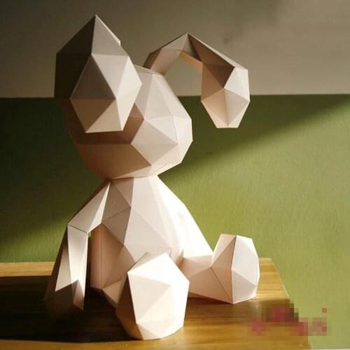 3D Paper Model diy halloween decoration for home party rabbit wall art papercraft animal toys home decor