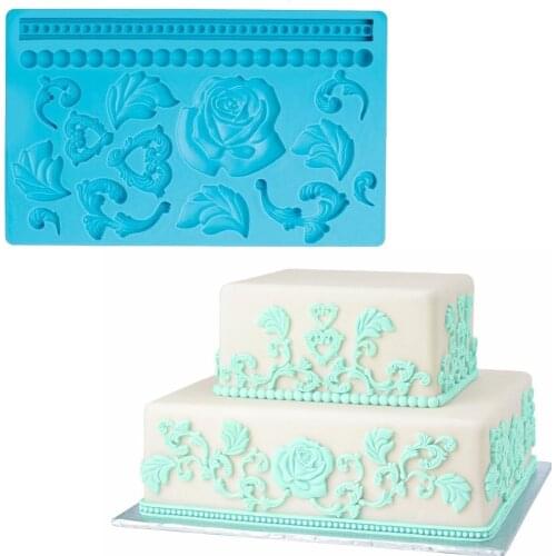 Fondant 3D Silicone Mold Baroc Lace Flowers Shaped Silicone Cake Mold Sugar Cake Decorating Tools Gum Paste Moldes De Silicona