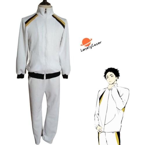 Anime Haikyuu Fukurodani Academy Akaashi Keiji Cosplay Uniforms Volleyball Club Costumes White Jacket+Pants Sportswear Jerseys
