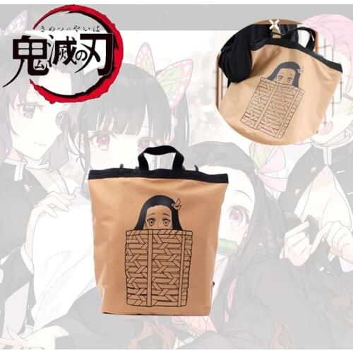 Anime Demon Slayer Kimetsu No Yaiba Kamado Nezuko Cartoons Canvas Bag Portable Travel Notebook Tote Bag Unisex Gift