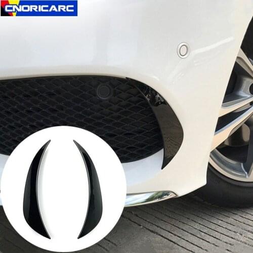 Black Car Head Front Fog Lamp Grille Slats Cover Trim For Mercedes Benz C Class W205 2015-2018 Front Bumper Decoration Stickers