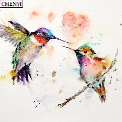 CHENYI Full Drill Diamond Painting Kit 5D Diamond Embroidery Two Hummingbird Animal Mosaic Painting By Number Wall Sticker Decor