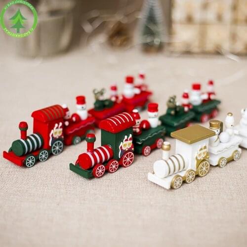 1 Piece Mini Wood Christmas Xmas Train Decoration Decor Gift Christmas Train Sets Wooden Train Model Vehicle Toys for Children