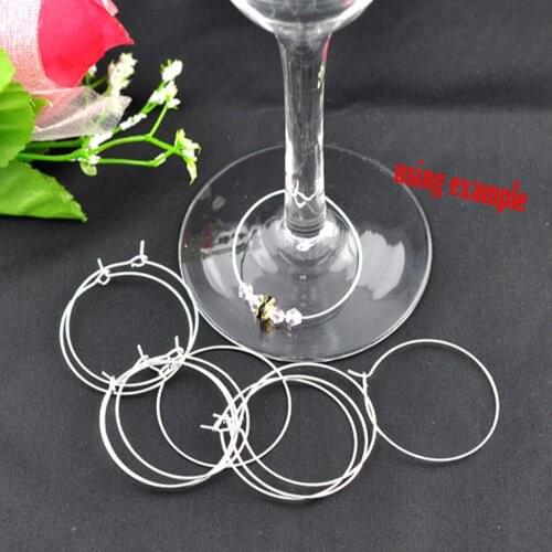 DoreenBeads Silver Plated Zinc Based Alloy Wine Glass Charms Circle Ring Party Decoration 4cm x 3.5cm, 100 PCs (B08754)