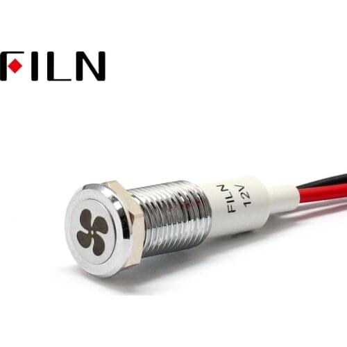FILN 10mm Car dashboard fan symbol silve rled red yellow white blue green 12v led indicator light with 20cm cable