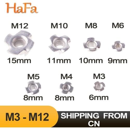 5/10/20/50PCS M3 M4 M5 M6 M8 M10 M12 Four Claws Nut Speaker Nut T-nut Blind Pronged Insert Tee Nut for Wood Furniture Hardware