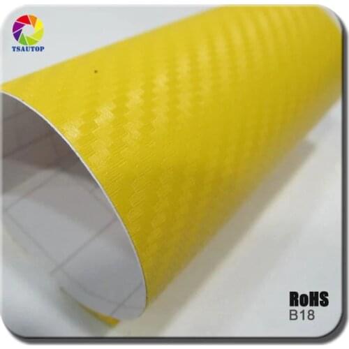 Hot sale TSAUTOP Size 1.52x 30m high quality 3d carbon film car vinyl wrap yellow color b18