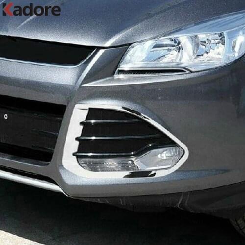 For Ford Kuga Escape 2013 2014 2015 High Quality ABS Chrome Front Head Foglight Lamp Cover Bezel Trims Auto Accessories