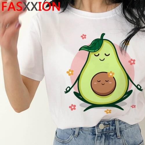 Kawaii Avocado Funny Cartoon T Shirt Women Summer Vegan Cute Anime T-shirt 90s Summer Graphic Tshirt Fashion Top Tees Female