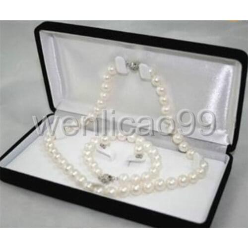 FINE 7-8MM White Akoya Cultured Pearl Necklace Bracelet Earring Set AAA