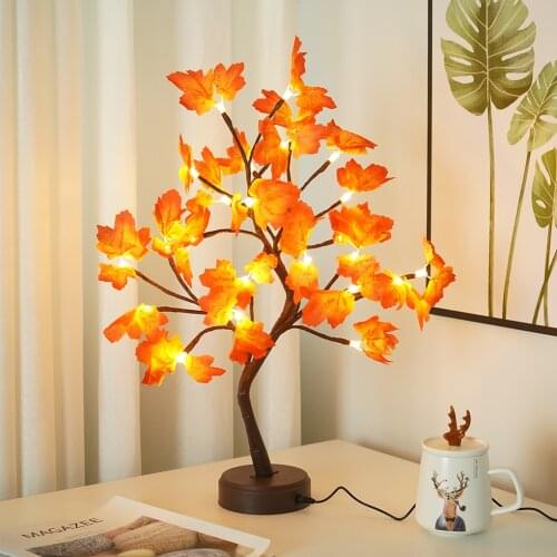 Creative Tree Shape Night Light 1000lm LED Copper Wire Touch Switch Table Light DIY Home Bedroom Bonsai Style Decoration Lamp