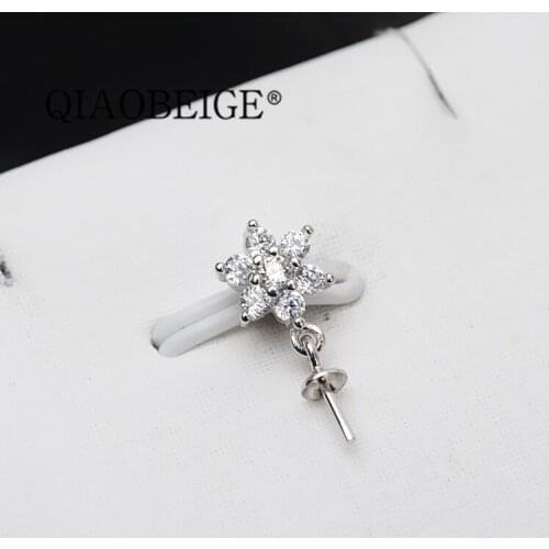 QIAOBEIGE 925 sterling silver simple real natural genuine freshwater pearl pendant jewelry necklace mounting designs blank