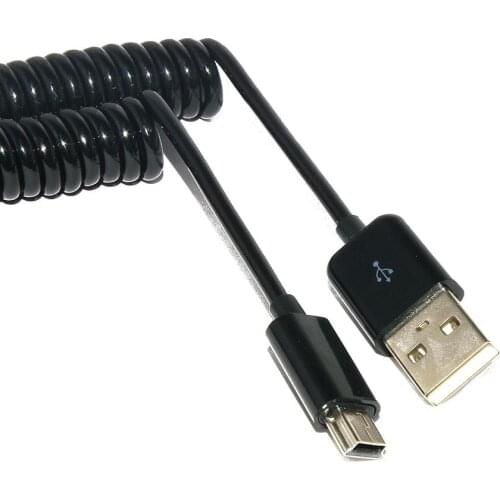 Mini USB Cable Coiled USB A Type Male USB to Mini USB Male 5pin Connector Spiral Stretch Data Cable