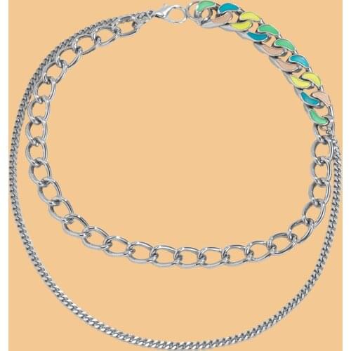 PuRui Punk Layered Thick Chain Necklace for Women/Men Hip Hop Chunky Choker Necklaces 2021 Fashion Jewelry for Neck Trendy Gifts