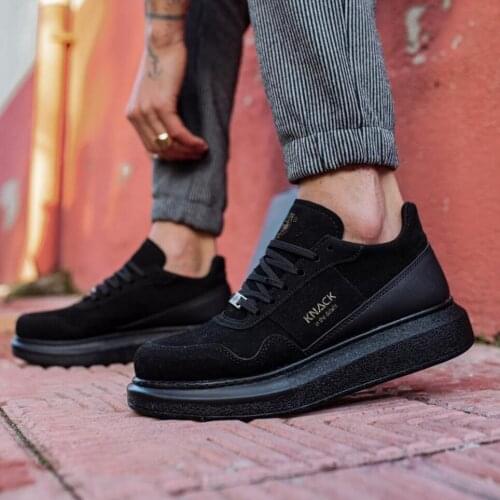 Knack High Sole Daily Suede Men Shoes 040 Black (Black Base) street Fashion Spring Summer New Creation New Season