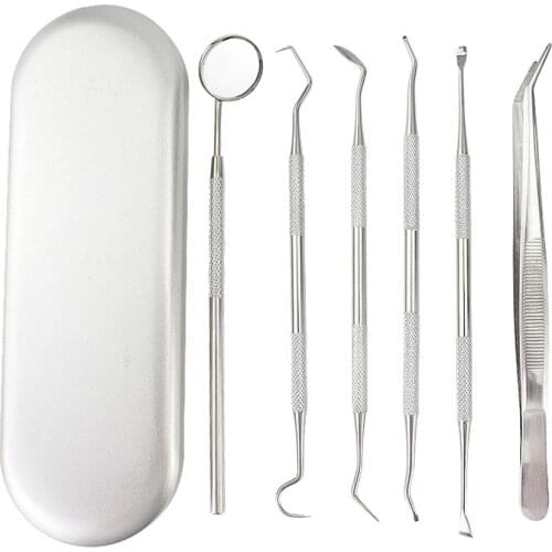 4/5/6pcs Stainless Steel Dental Tool Set Forcep Mirror Tartar Scaler Remover Mirror Oral Care Kits Dental Tools