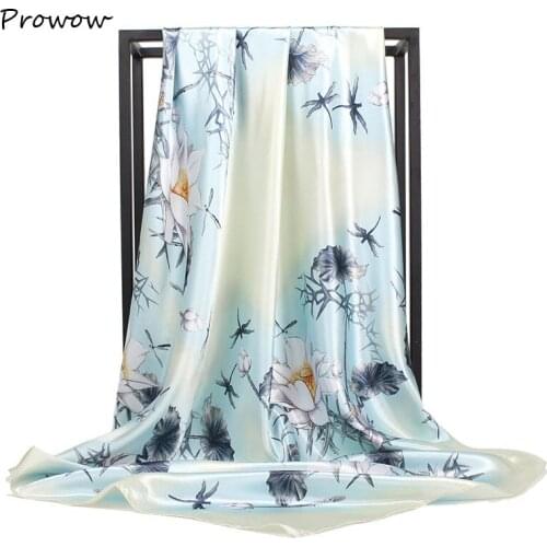 New Style Chinese Flowers Large Square Scarves New Female Elegant Large Silk Scarf Fashion Ladies Accessories 90*90cm FJ125