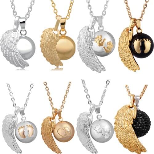 Eudora Angel Caller Necklace Fashion Pregnancy Jewelry Copper Metal Chime Bola With angel wing pendant FN14-MIX
