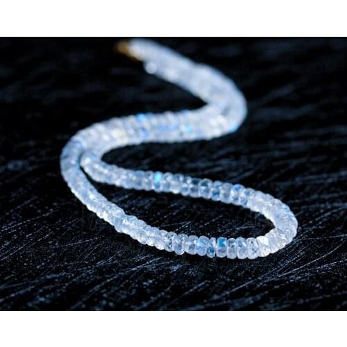 82.45ct Natural Moonstone Faceted Beaded Necklace 14K Gold Filled High Quality Jewelry