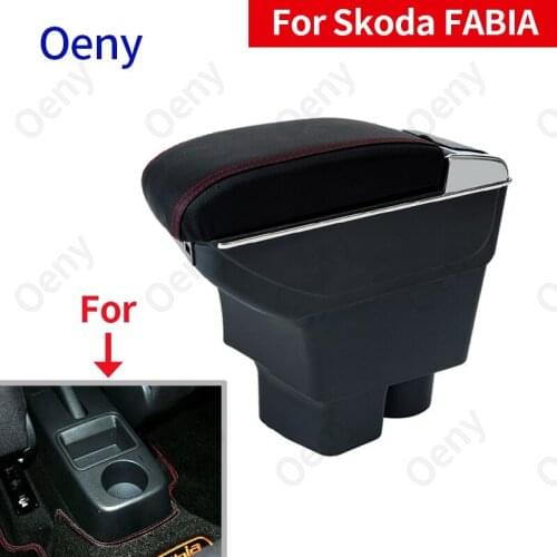 For Skoda FABIA Armrest 2008-2014 Storage box Car Armrest box Interior Parts Retrofit parts auto accessories USB LED