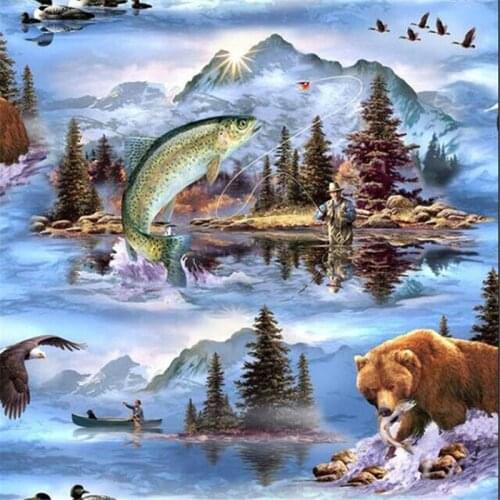 5d Full Square Diamond Painting Fish Mosaic Animal Handmade Gift DIY Diamond Embroidery Cross Stitch Lake Home Decor
