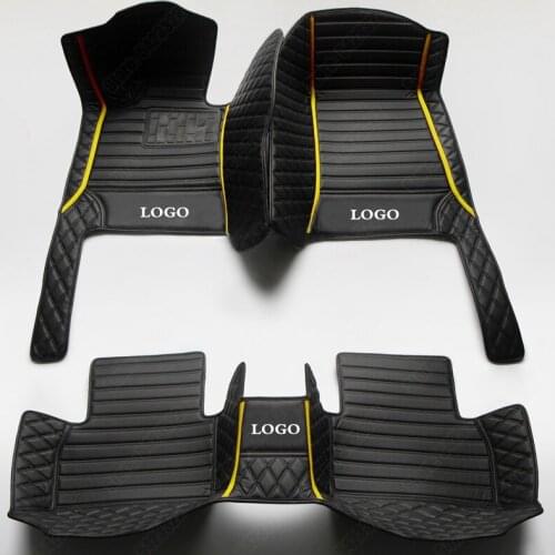 Custom Car Floor Mats for Toyota Yaris C-HR EV Tacoma FJ Cruiser Sienna Alphard Previa Sequoia Auto Carpet Cover Black Yellow