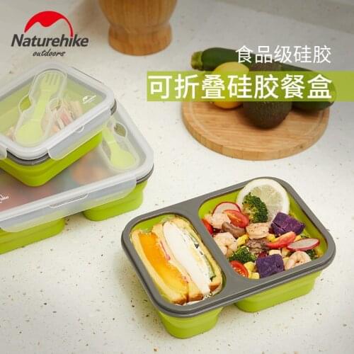 Naturehike 1PCS Portable Travel Lunch Box Bowl Folding Outdoor Picnic Lunch Box Retractable Silicone Cutlery Set