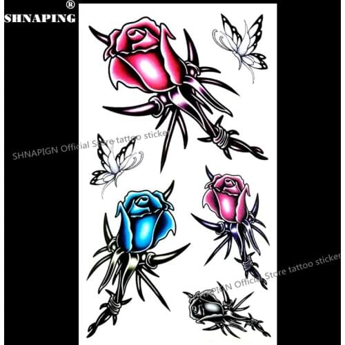 SHNAPIGN Rose thorns Temporary Tattoo Body Art Arm Flash Tattoo Stickers 17*10cm Waterproof Fake Henna Painless Tattoo Sticker